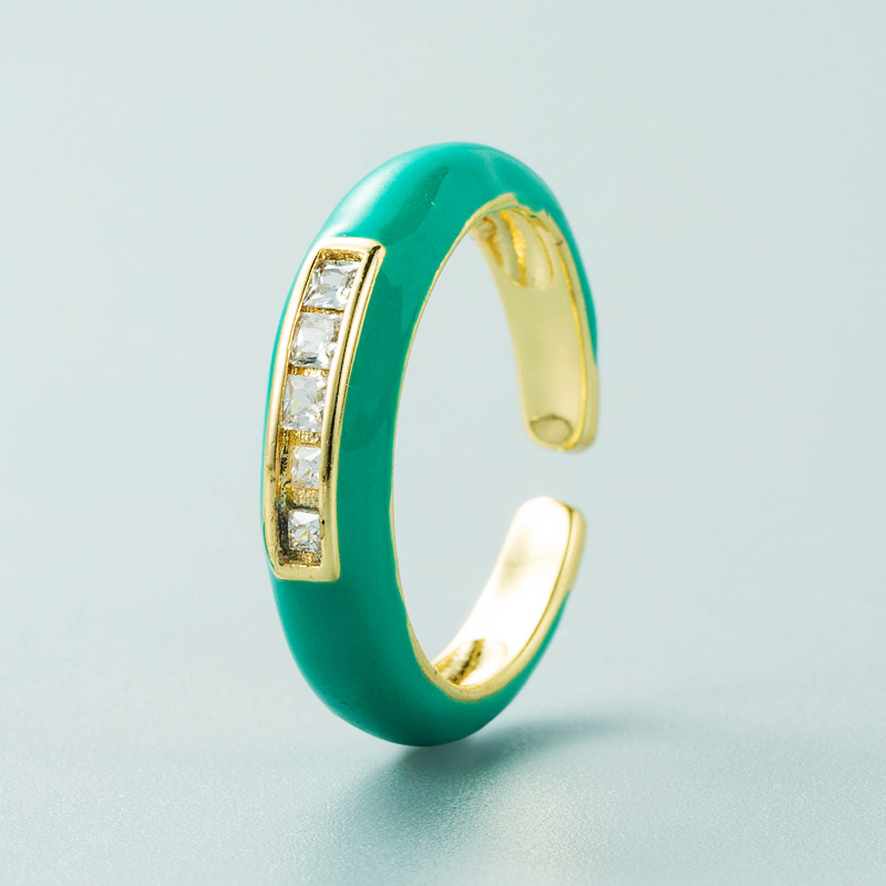 Fashion Trends Single Product Copper Micro-inlaid Zircon Color Ring Simple Wild Open Ring display picture 5