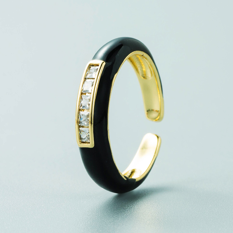 Fashion Trends Single Product Copper Micro-inlaid Zircon Color Ring Simple Wild Open Ring display picture 6