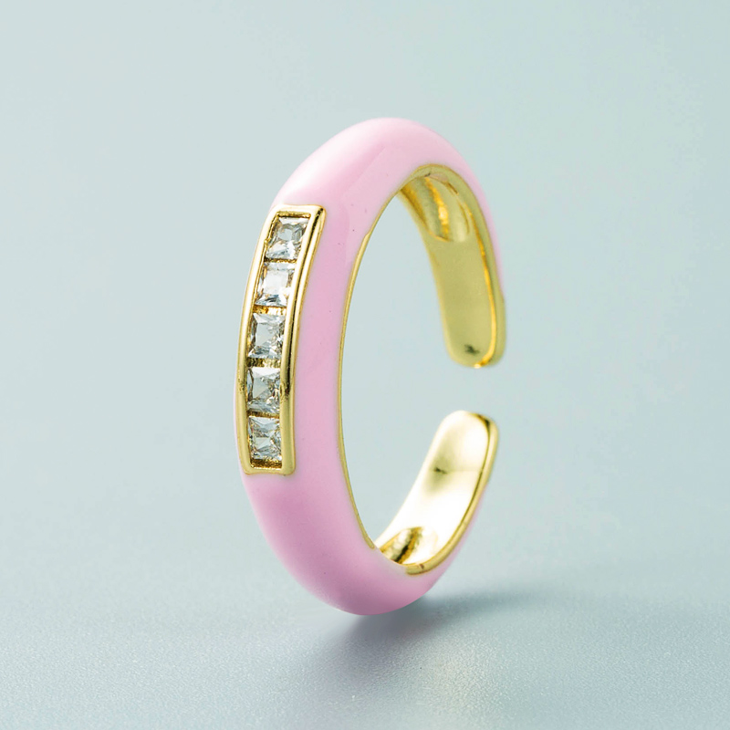 Fashion Trends Single Product Copper Micro-inlaid Zircon Color Ring Simple Wild Open Ring display picture 10