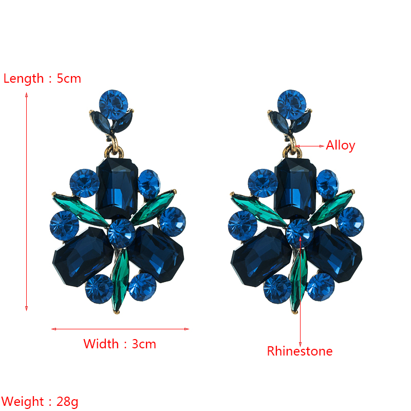 Fashion Alloy Diamond Rhinestone Glass Diamond Flower Geometric Earrings display picture 1