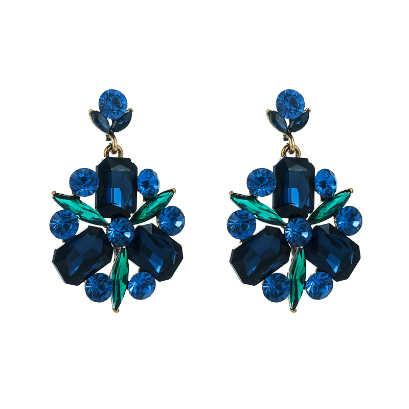 Fashion Alloy Diamond Rhinestone Glass Diamond Flower Geometric Earrings display picture 9
