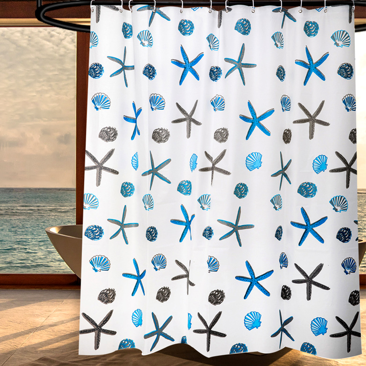 Starfish Waterproof And Mildew-proof Partition Shower Curtain display picture 1