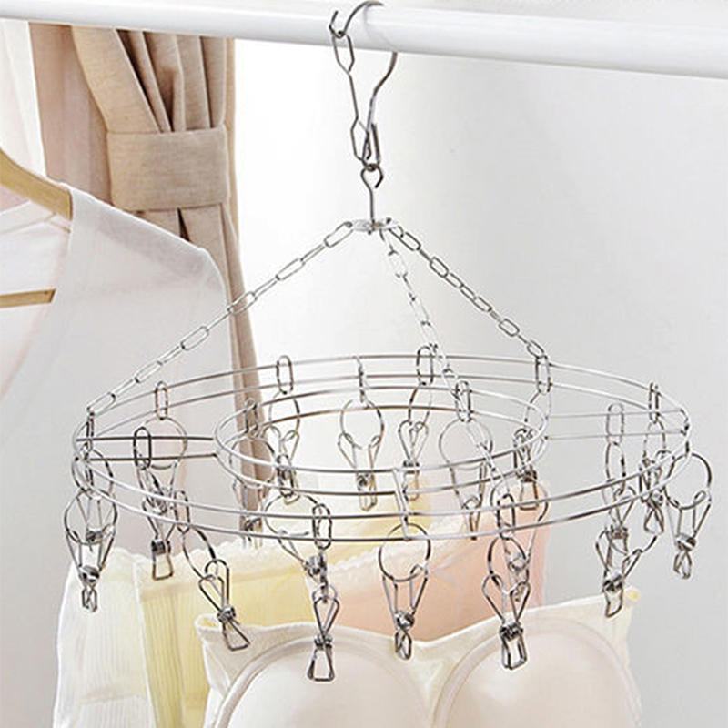 Household 20 Clip Stainless Steel Windproof Hanger Underwear And Socks Clip display picture 3