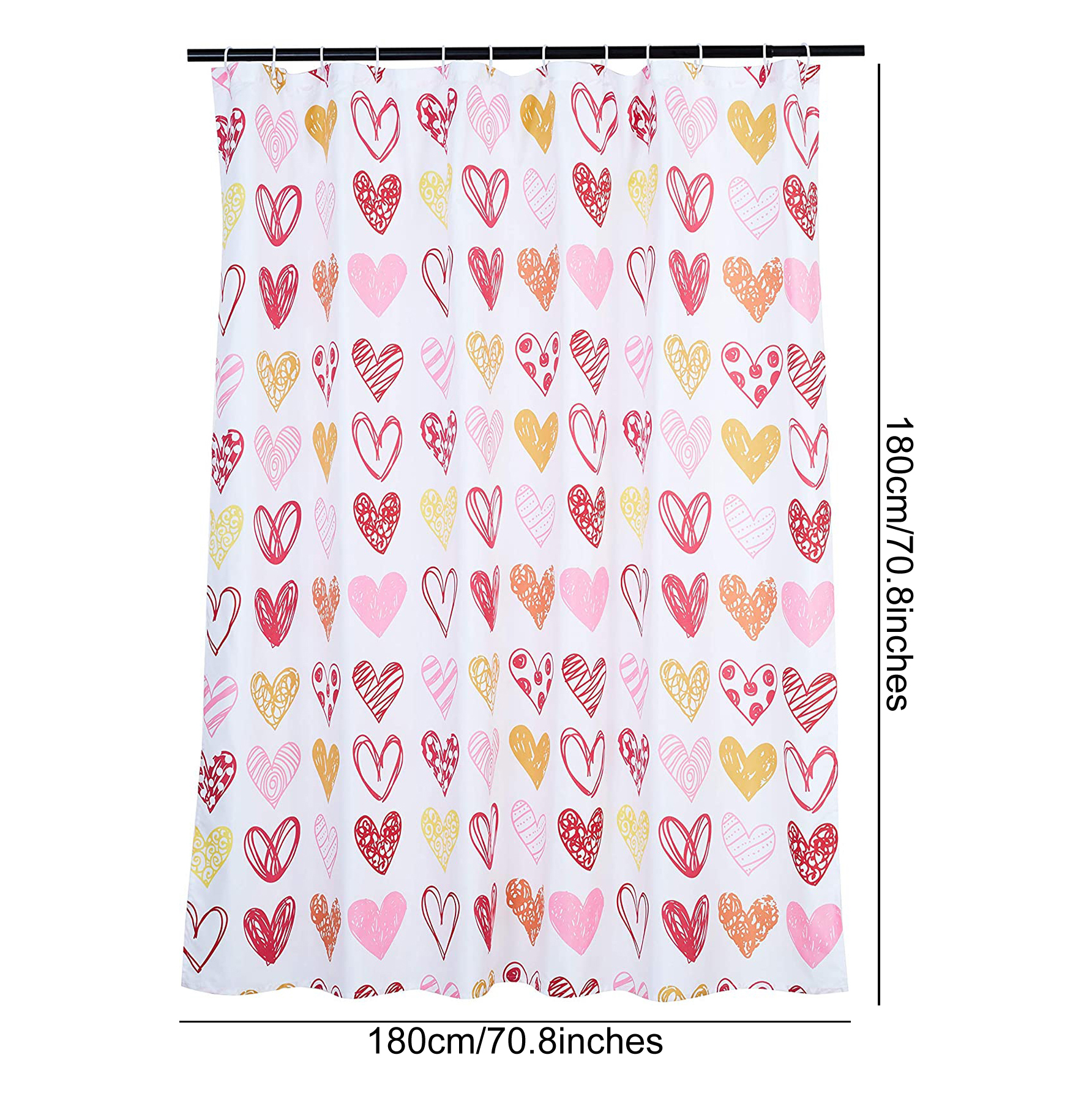 Heart Shape Printed Polyester Printed Shower Curtain 180*180cm display picture 4