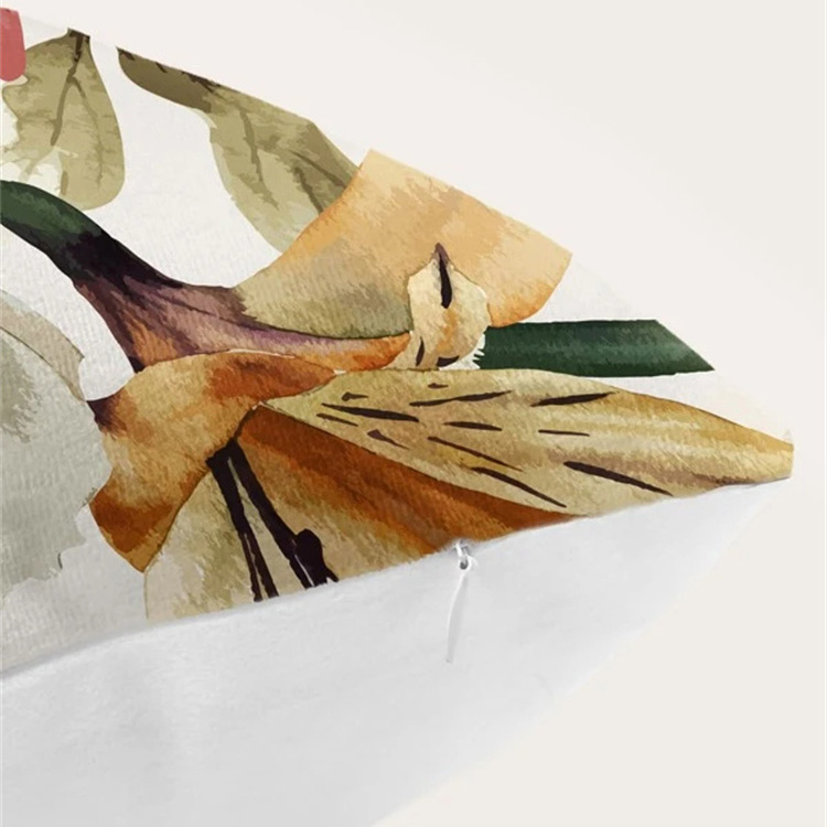 Flower Printed Linen Pillowcase display picture 5