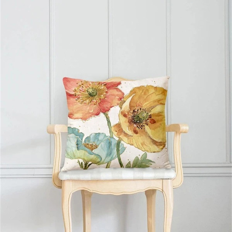 Flower Printed Linen Pillowcase display picture 6