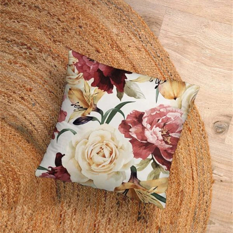 Flower Printed Linen Pillowcase display picture 7