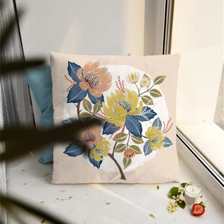 Flower Printed Linen Pillowcase display picture 8