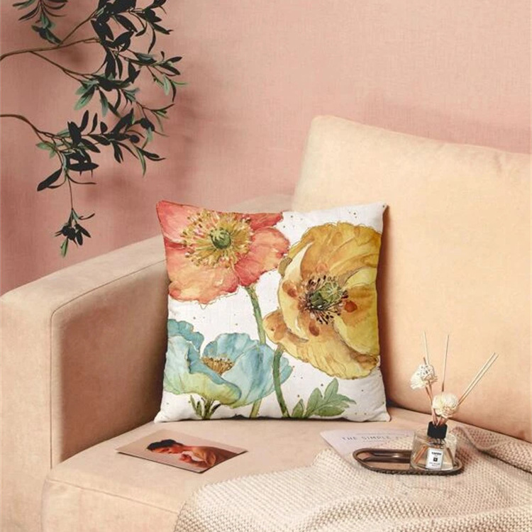 Flower Printed Linen Pillowcase display picture 10
