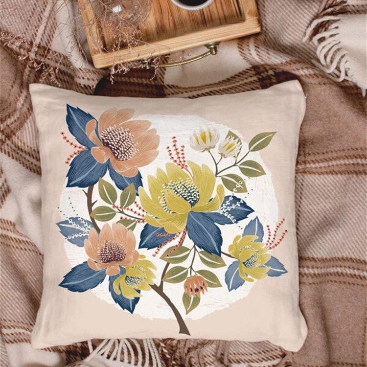 Flower Printed Linen Pillowcase display picture 11
