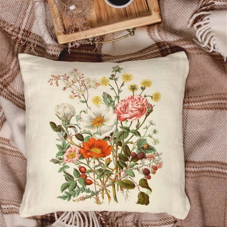 Flower Printed Linen Pillowcase display picture 16