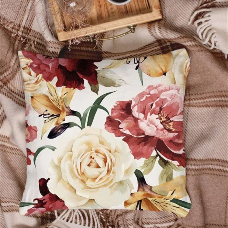 Flower Printed Linen Pillowcase display picture 23