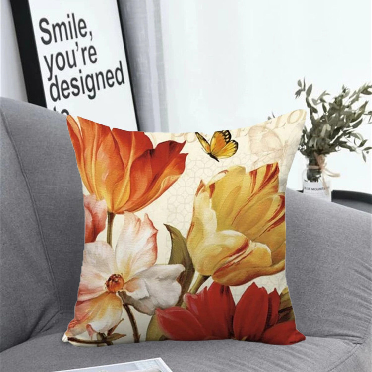 Flower Printed Linen Pillowcase display picture 24