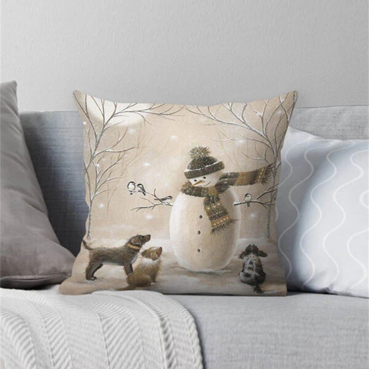 Animal And Snow Landscape Linen Print Pillowcase display picture 9