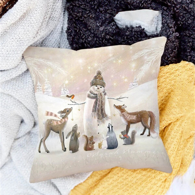 Animal And Snow Landscape Linen Print Pillowcase display picture 16