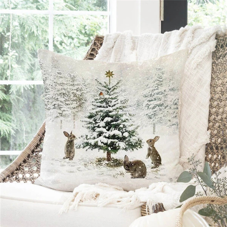 Animal And Snow Landscape Linen Print Pillowcase display picture 19