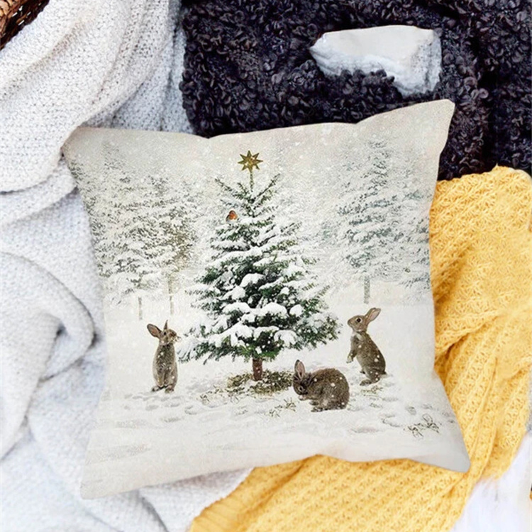 Animal And Snow Landscape Linen Print Pillowcase display picture 30