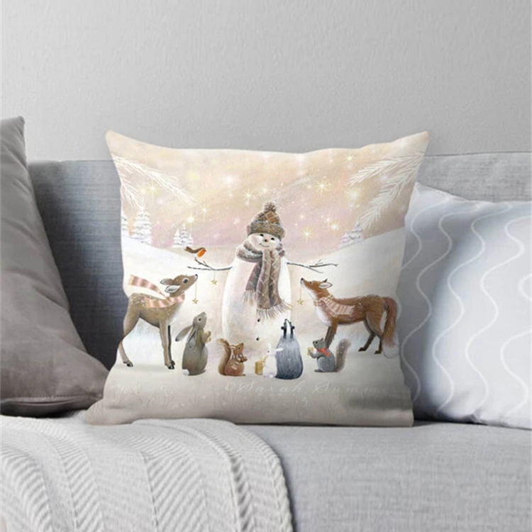 Animal And Snow Landscape Linen Print Pillowcase display picture 34