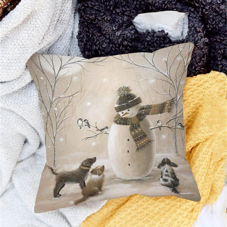 Animal And Snow Landscape Linen Print Pillowcase display picture 42
