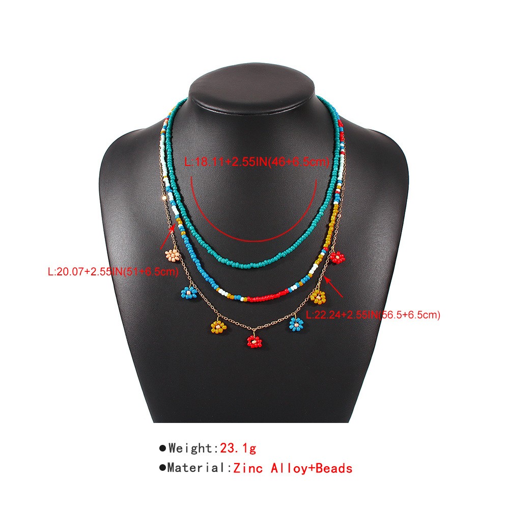 Mode Blumenfarbe Perlen Spleißen Mehrschichtige Halskette display picture 1