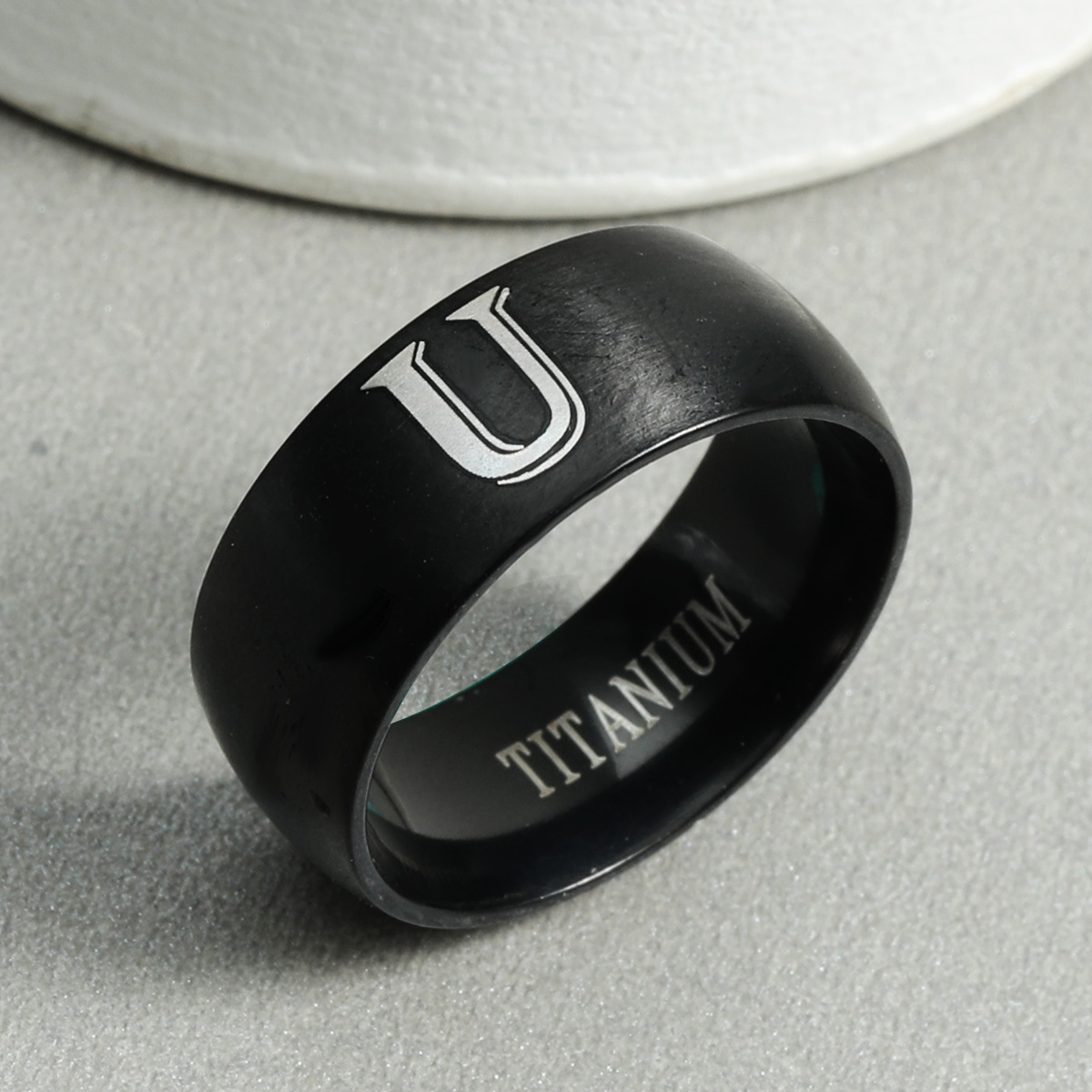 Wholesale Men's Titanium Steel Letter U Ring display picture 2