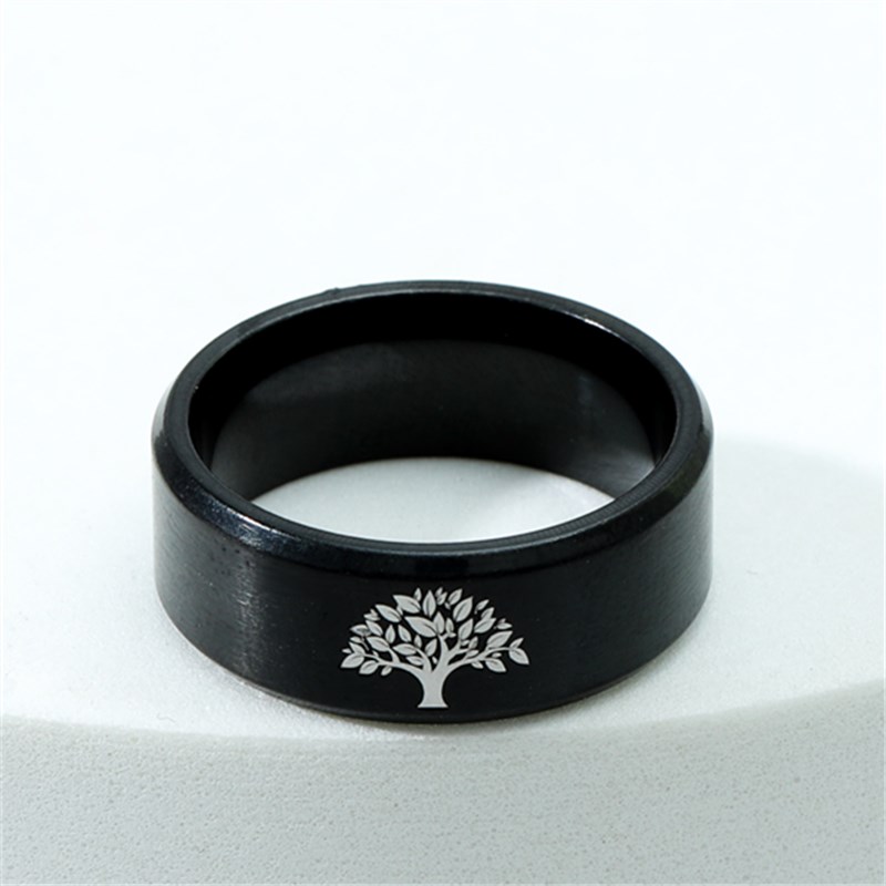 316 Titanium Steel Ring Men's Tree Pattern Ring display picture 1
