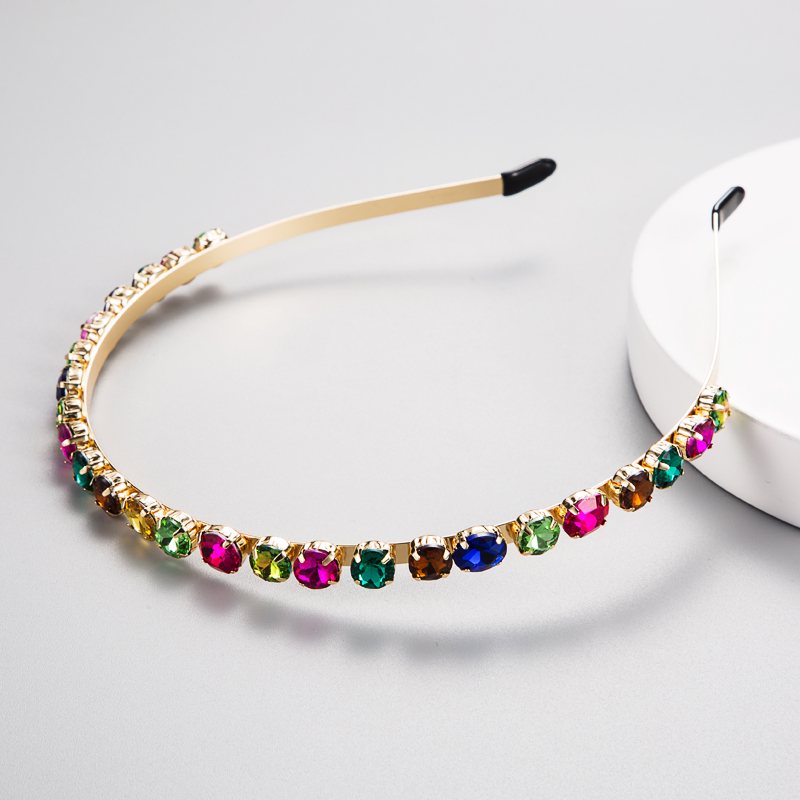Im Europäischen Und Amerikanischen Stil Eingelegtes Glas Strass-farbiges Diamant-haarband display picture 3