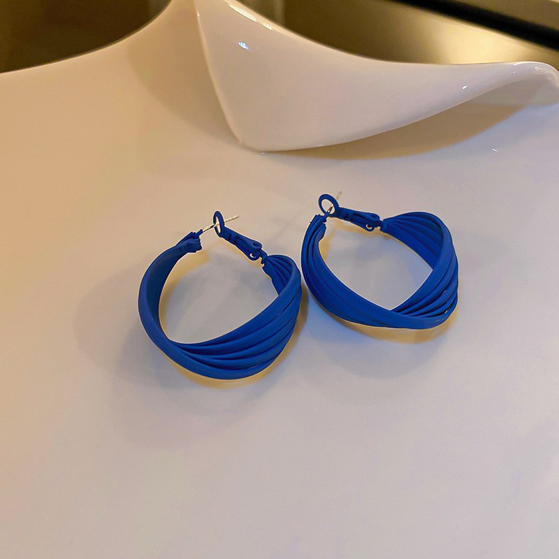 Silver Needle Korean Blue Multi-layer Niche Temperament Earrings Earrings Women display picture 1