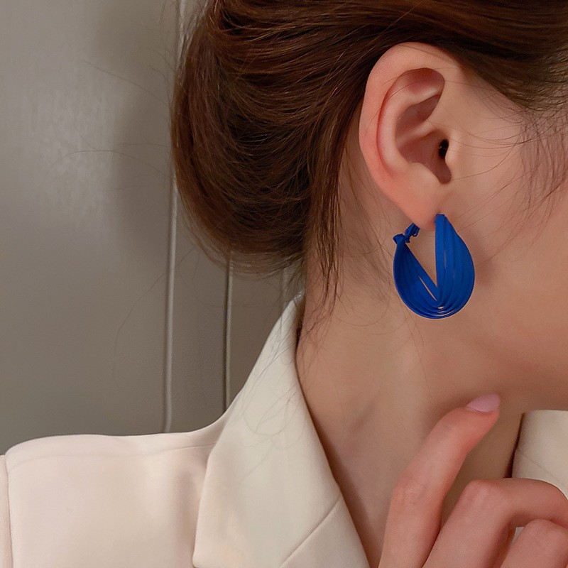 Silver Needle Korean Blue Multi-layer Niche Temperament Earrings Earrings Women display picture 2