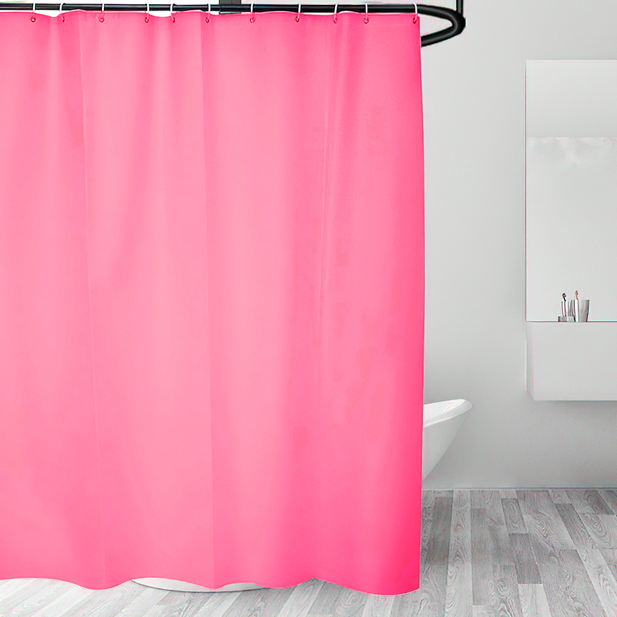 Simple Rose Red Waterproof Mildew Proof Shower Curtain display picture 1