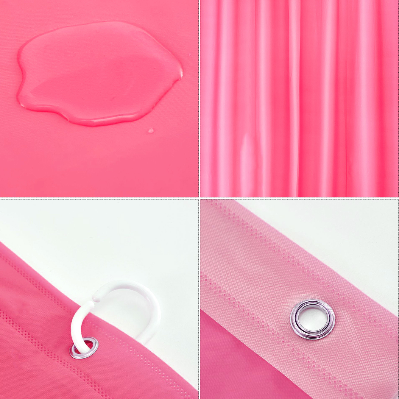 Rideau De Douche Anti-moisissure Imperméable Rouge Rose Simple display picture 2