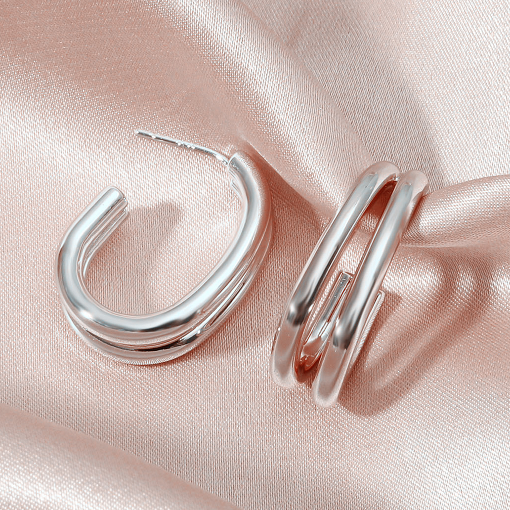 Women's Fashion Multi-layer Silver Hoop Metal Earrings display picture 1