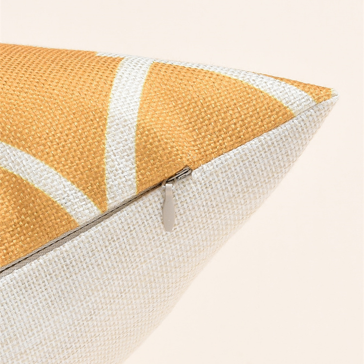 American New Retro Lattice Yellow Linen Pillowcase display picture 4