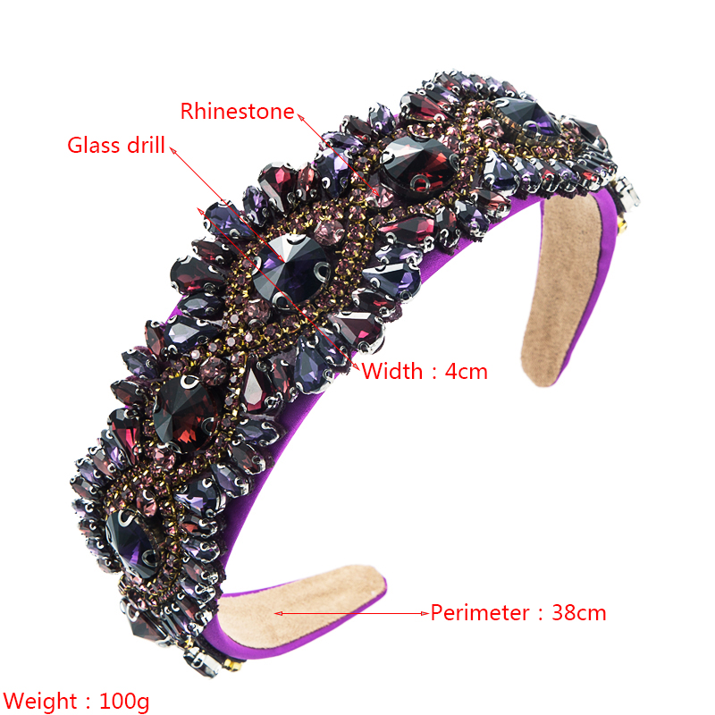 Baroque Exaggerated Gem Headband Full Diamond Wide-brim Retro Hair Accessories display picture 1