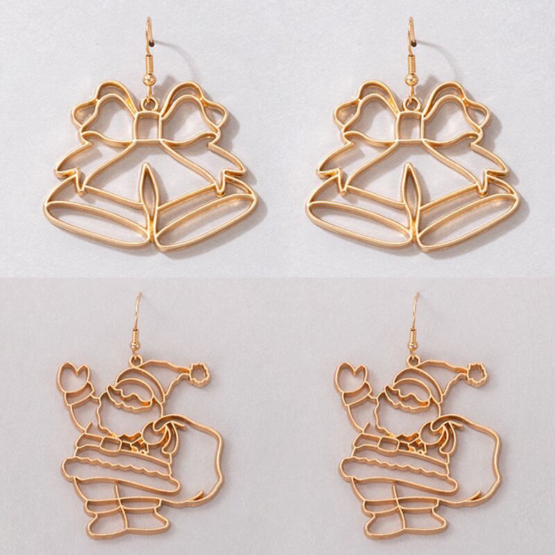 European And American Christmas Bells Hollow Ear Hooks Hollow Irregular Earrings display picture 1