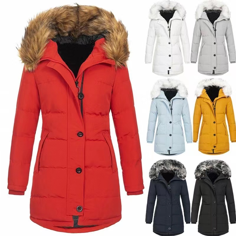 Pure Color Hooded Warm Zipper Cotton Jacket display picture 1