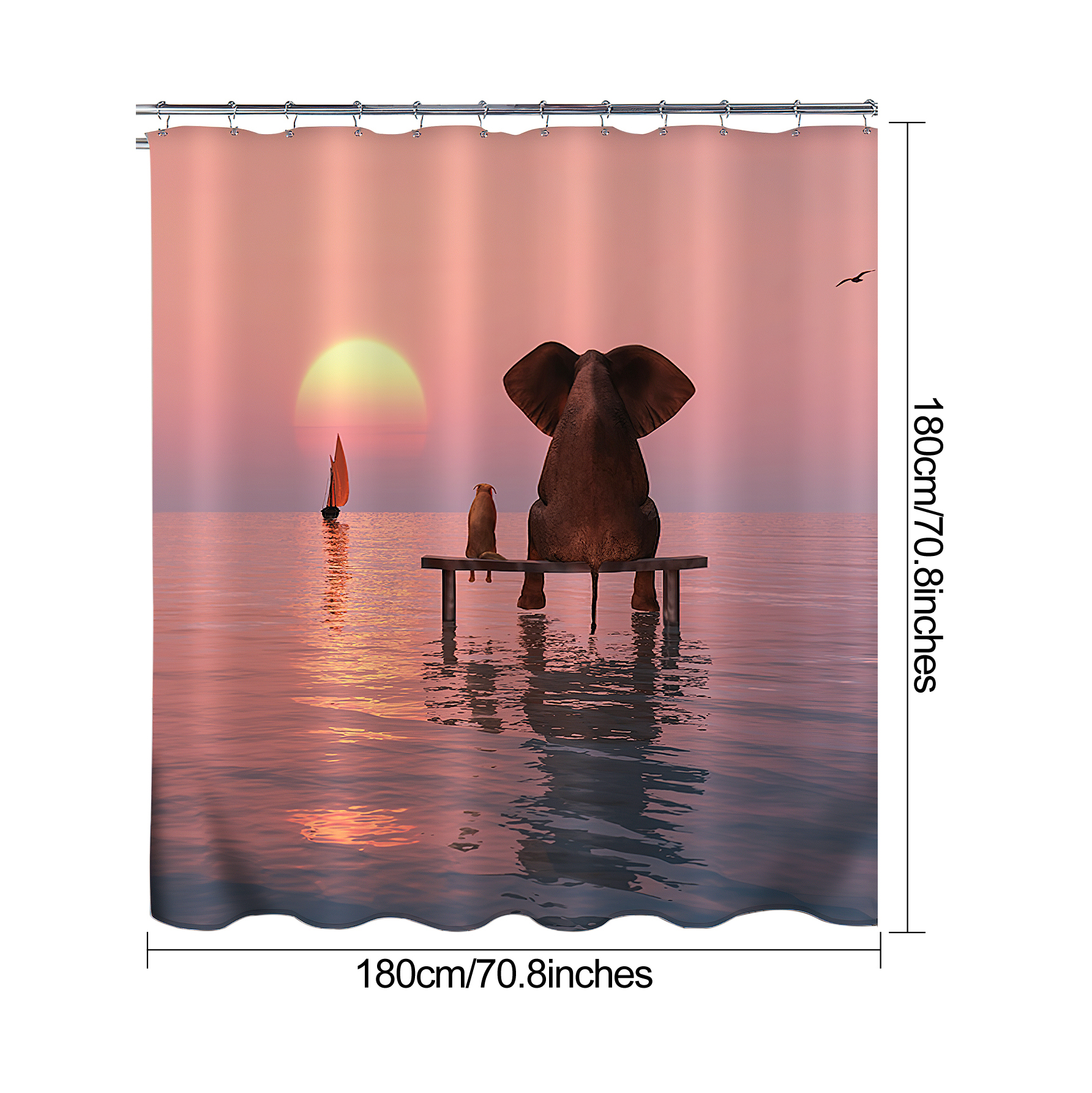 Cloth Printing Waterproof Polyester Sunset Shower Curtain display picture 6