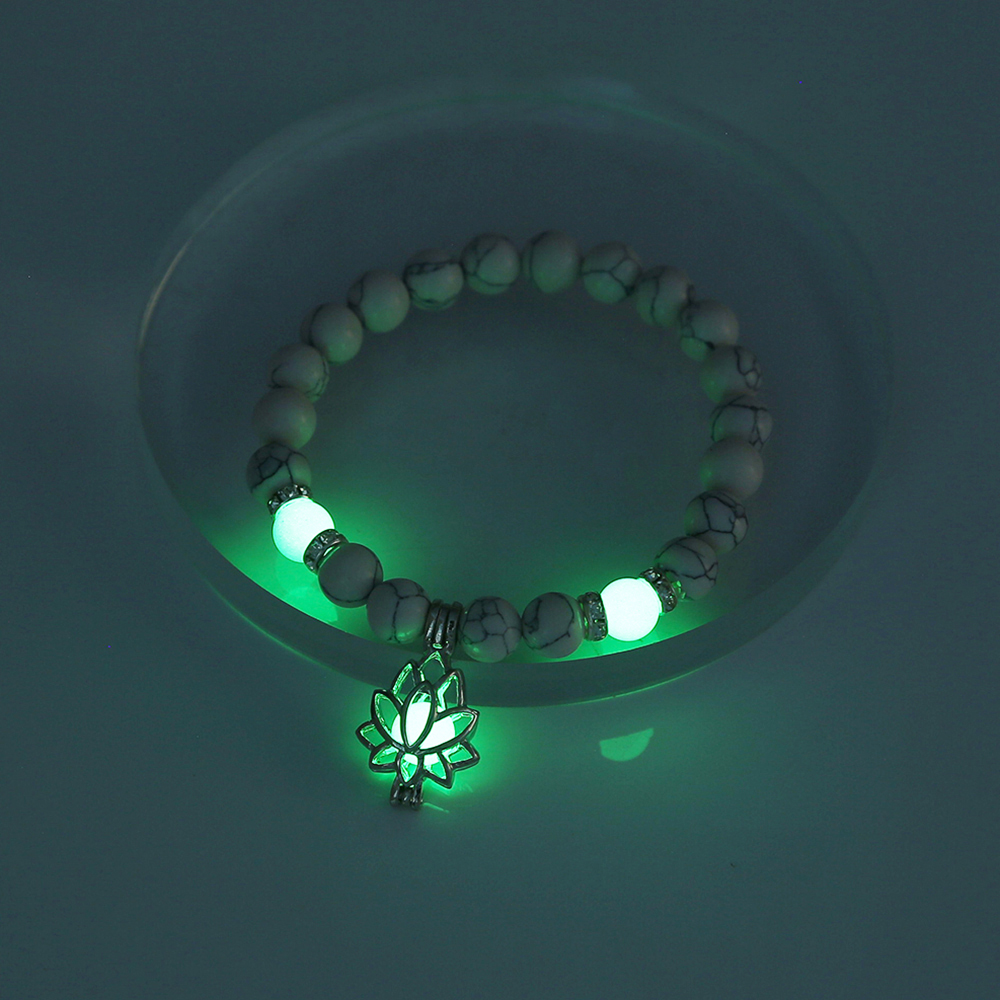 Turquoise Lotus Halloween Luminous Anklet Bracelet display picture 2