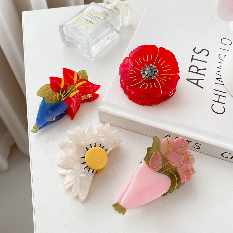 Acrylic Material Flower Hair Clip Wholesale display picture 1