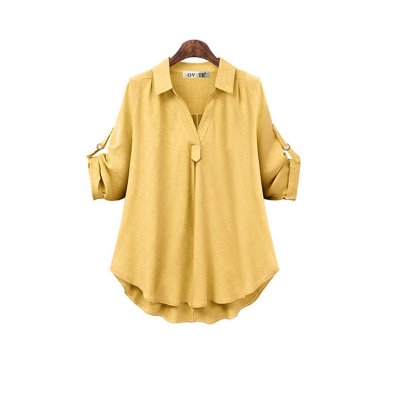 Autumn And Winter New Two-color Fabric Shirt Large Size Loose Blouse display picture 2