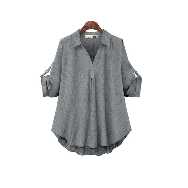 Autumn And Winter New Two-color Fabric Shirt Large Size Loose Blouse display picture 3