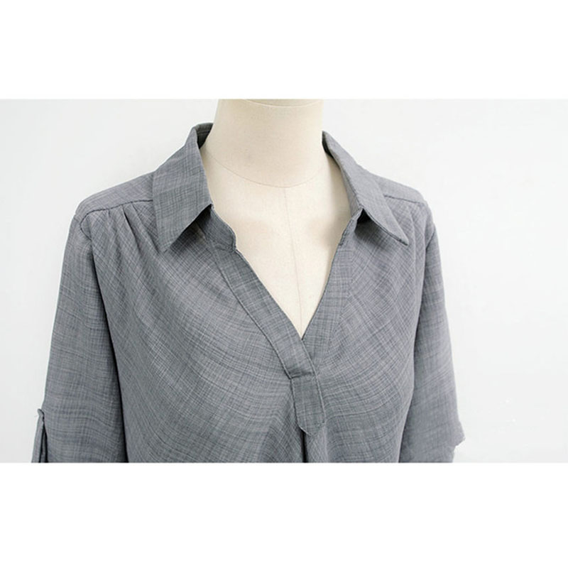 Autumn And Winter New Two-color Fabric Shirt Large Size Loose Blouse display picture 6