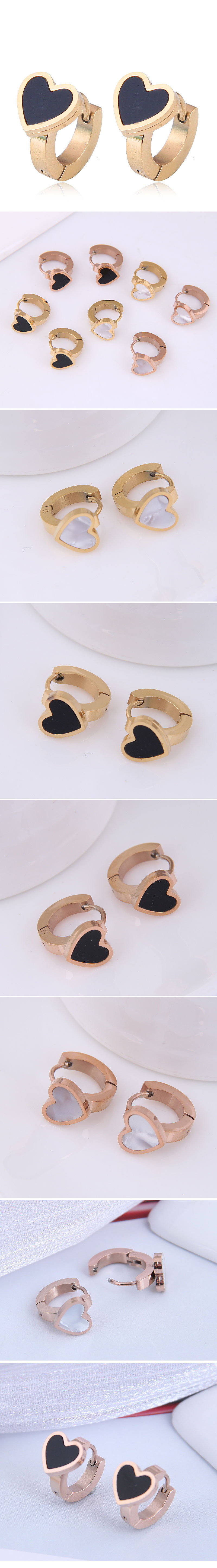 Korean Style Fashion Simple Heart Titanium Steel Temperament Personality Female Earrings display picture 1