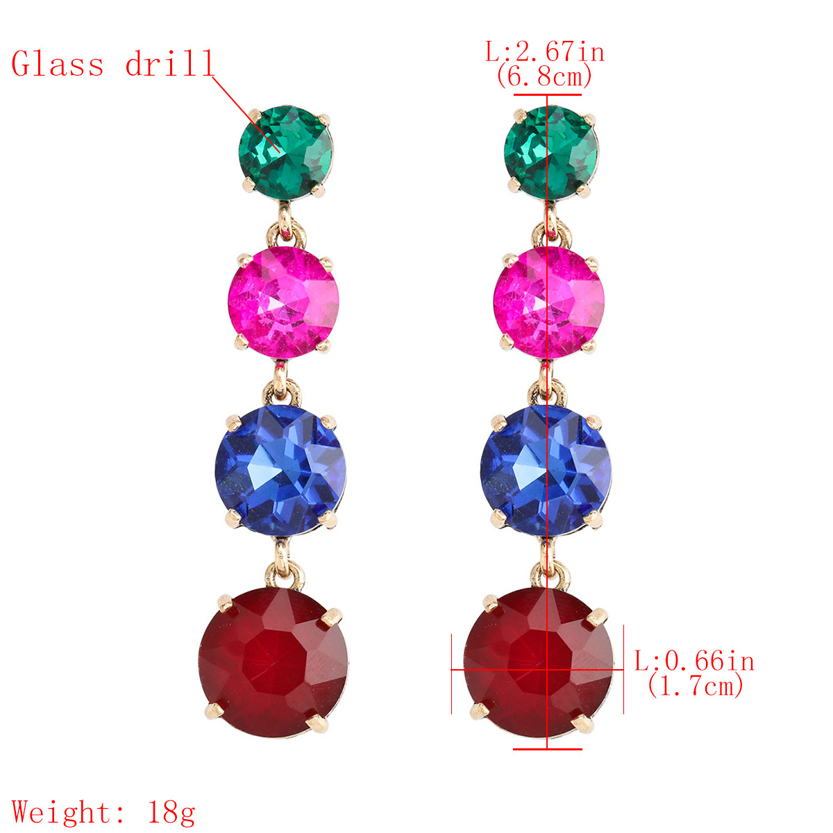 Mode Couleur Diamant Série Alliage Super Flash Longue Boucle D&#39;oreille Femme En Gros display picture 1