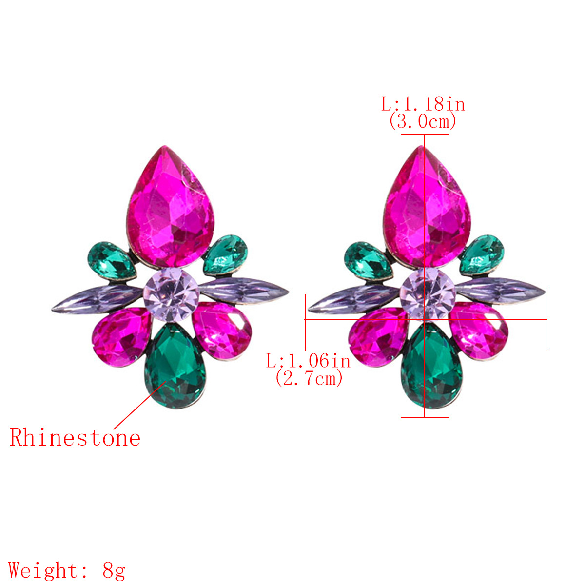 European And American Exaggerated Alloy Full Diamond Geometric Earrings Trendy Retro Earrings Wholesale display picture 1