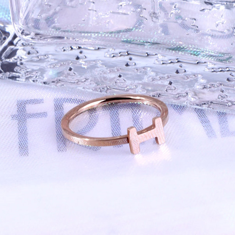 Letter Shape Titanium Steel Hypoallergenic Ring display picture 1