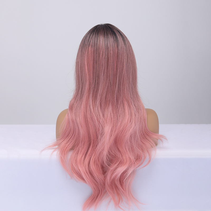 2021 Wig Pink Big Wave Gradient Color Wigs Wig Headgear display picture 3