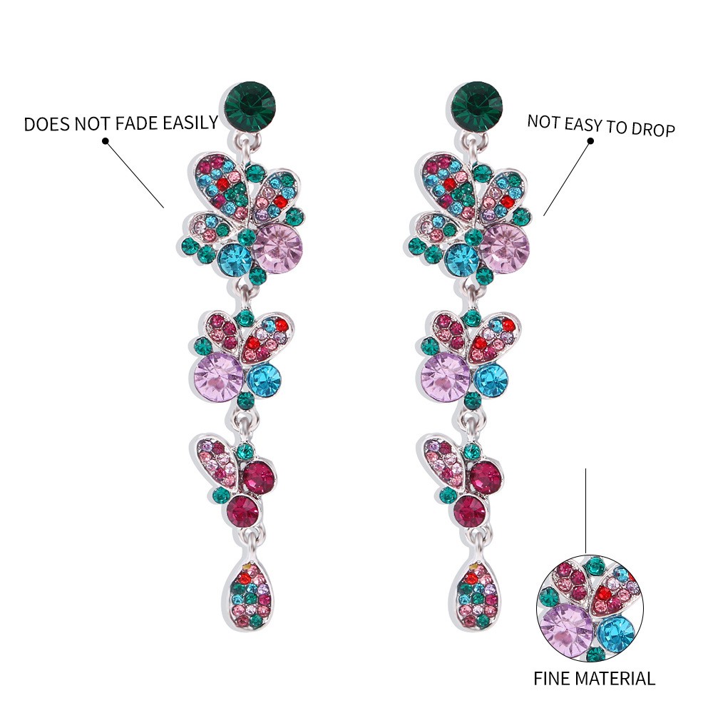 Multi-layer Flower Color Diamond Earrings Wholesale display picture 2