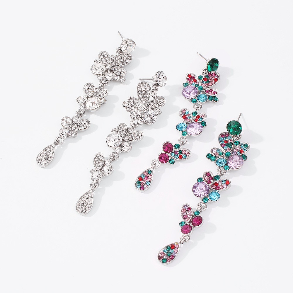 Multi-layer Flower Color Diamond Earrings Wholesale display picture 3