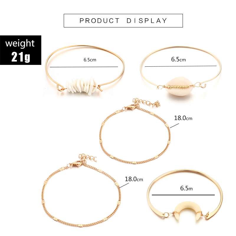 2021 Nouveaux Bijoux Mode Créatif Alliage Corne Shell Bracelet Cinq Pièces Bracelet display picture 1